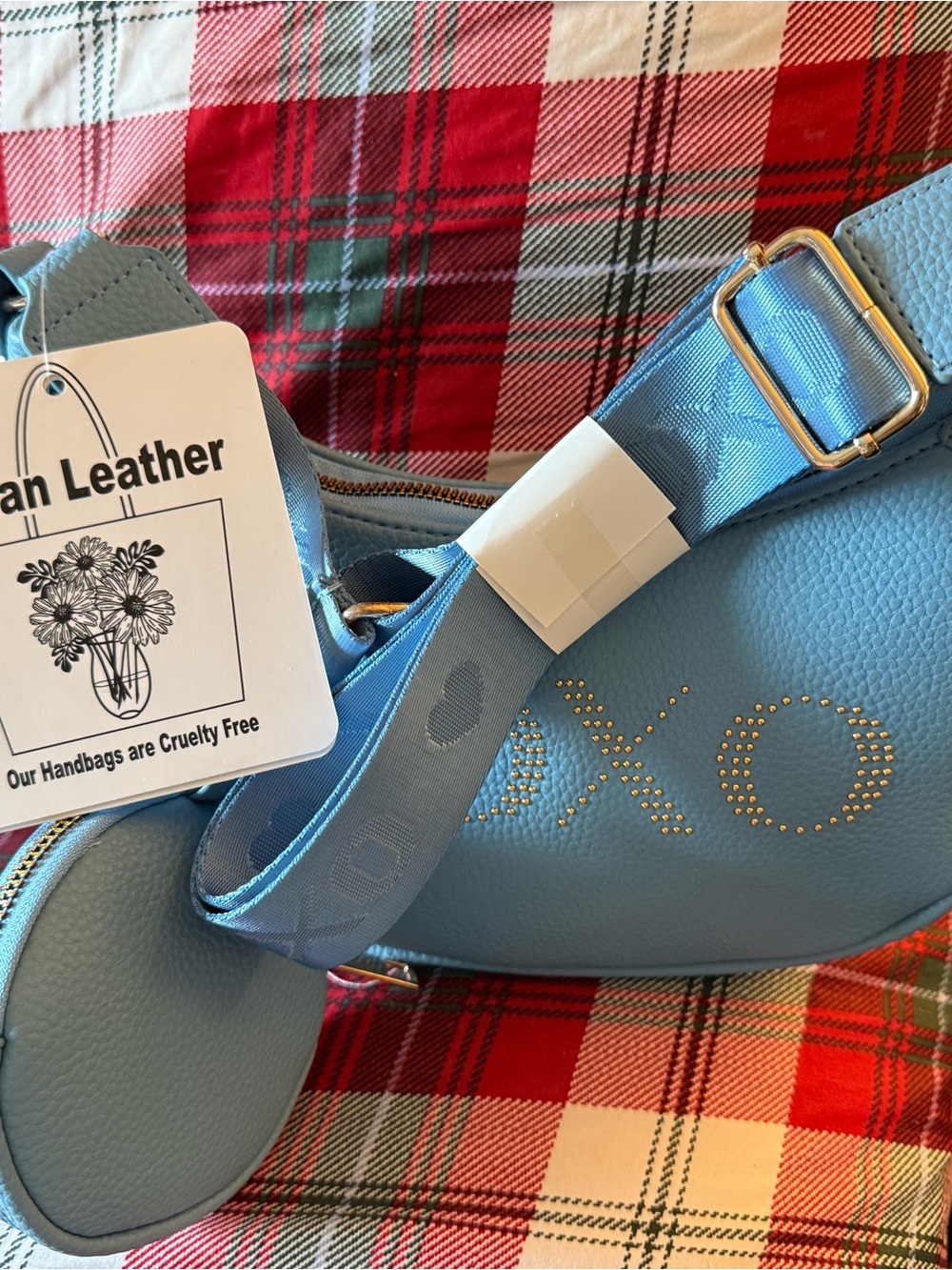 XOXO Light Blue Studded Logo Crossbody Bag
